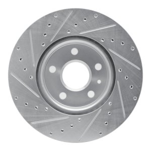 Lexus IS250 Brake Rotor (1) - Rear Right - R1 Concepts - Drilled & Slotted - Silver - `06-`15